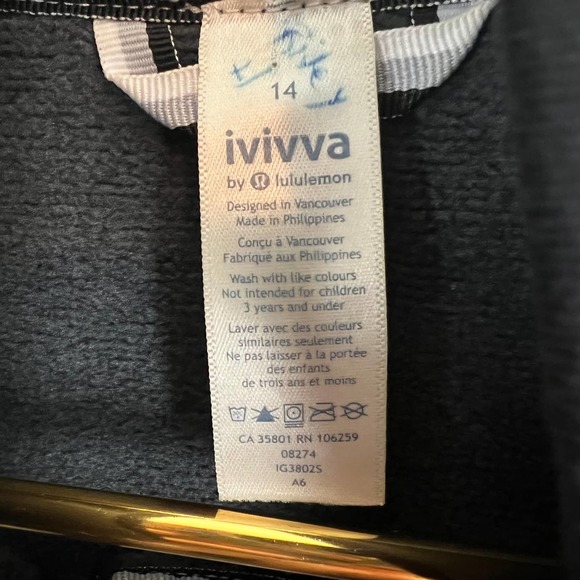 Ivivva by Lululemon Girl Gray Open Front Knit Jacket Cardigan Funnelneck Sz 14 - Picture 4 of 8